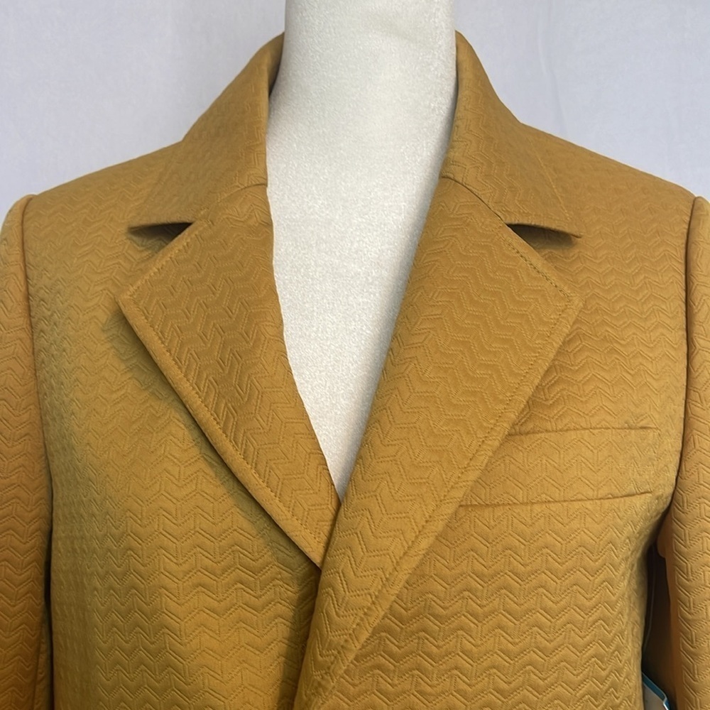 NWT The Great The Blazer Jacquard Suit Jacket Size S 4-6 Mustard Yellow Chevron - Picture 2 of 13